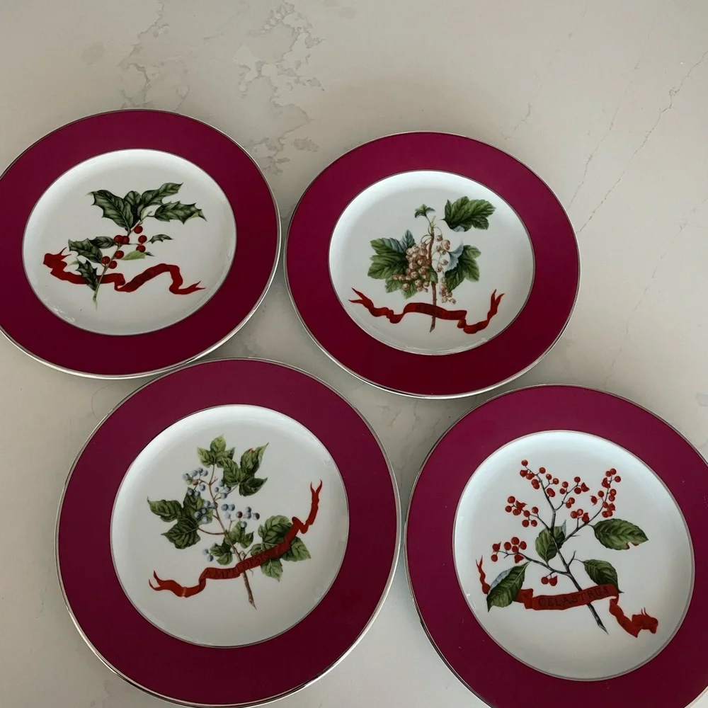 Williams Sonoma Botanical Plates, Set of 4